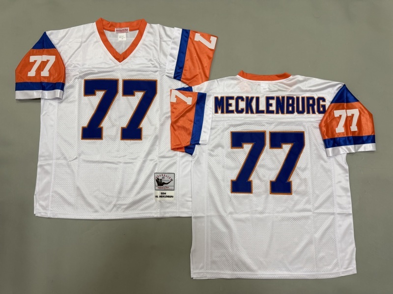 Men 2025 Denver Broncos #77 Mecklenburg white Throwback Limited NFL Jersey style 001
